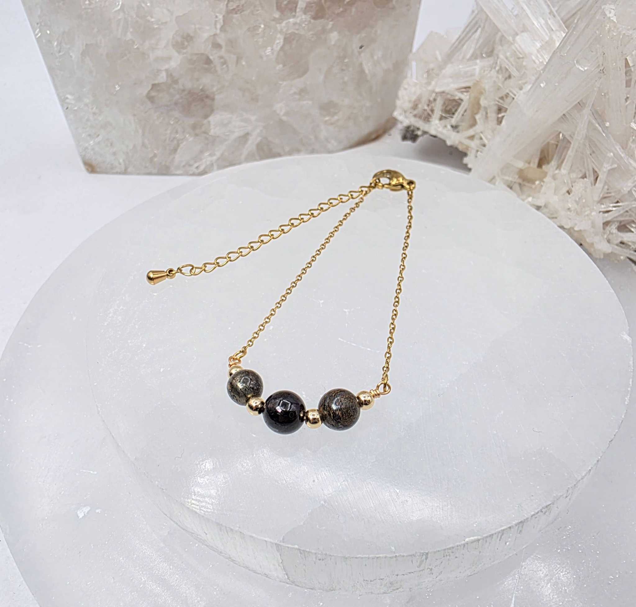STAY IN MY POWER - Pyrite, Bronzite, Garnet Jewelry Set