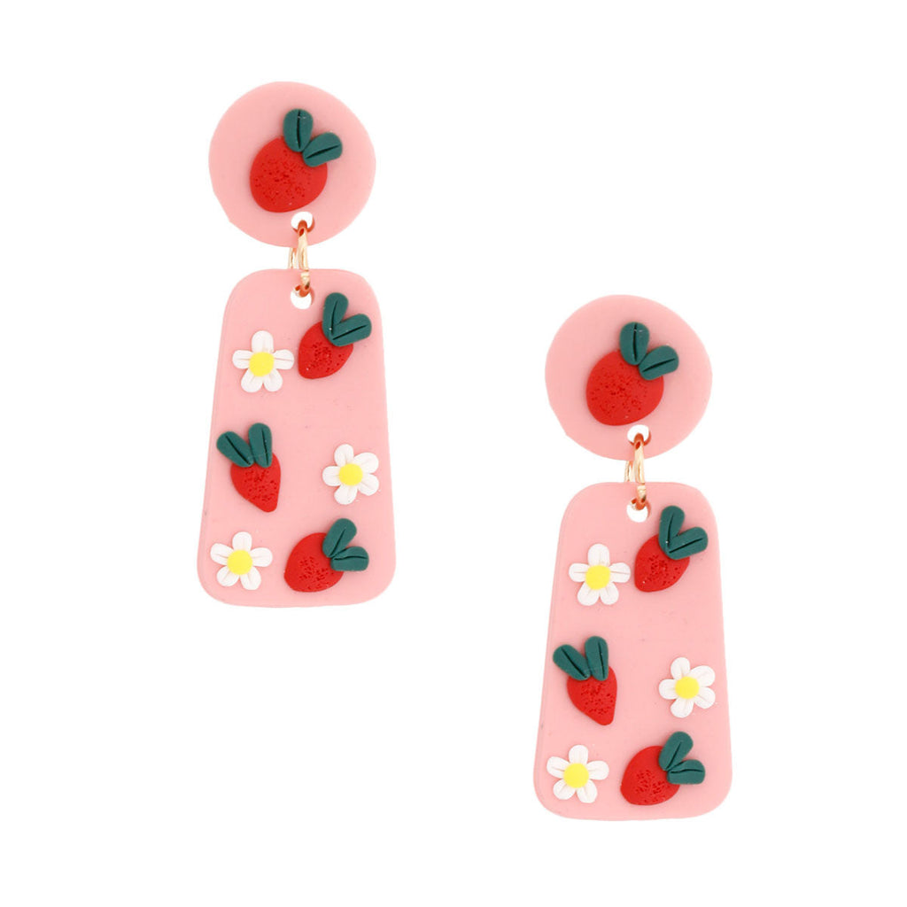 Strawberry Earrings Pink Cute Trendy Fashion Jewelry